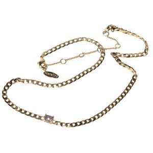 SEREFINA - Gold Plated Necklace with Light Purple Quartz -13 in. + 3 in. extend.